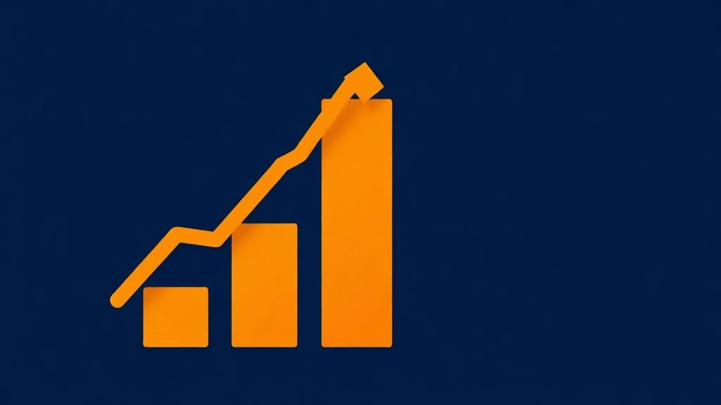 Abstract cost reduction visualization with upward trending bar chart